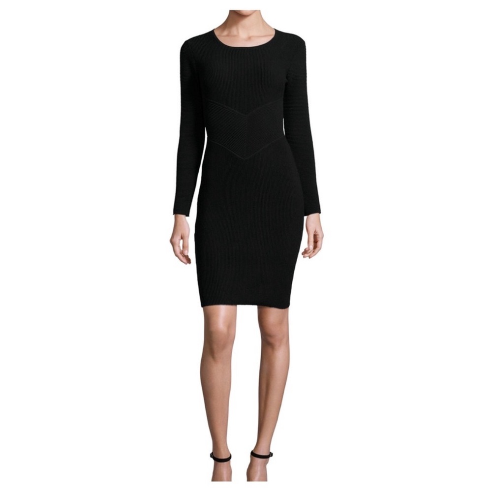 Milly Angled Ottoman Bodycon Sheath Dress Exposed Zipper Textured Black Size XS